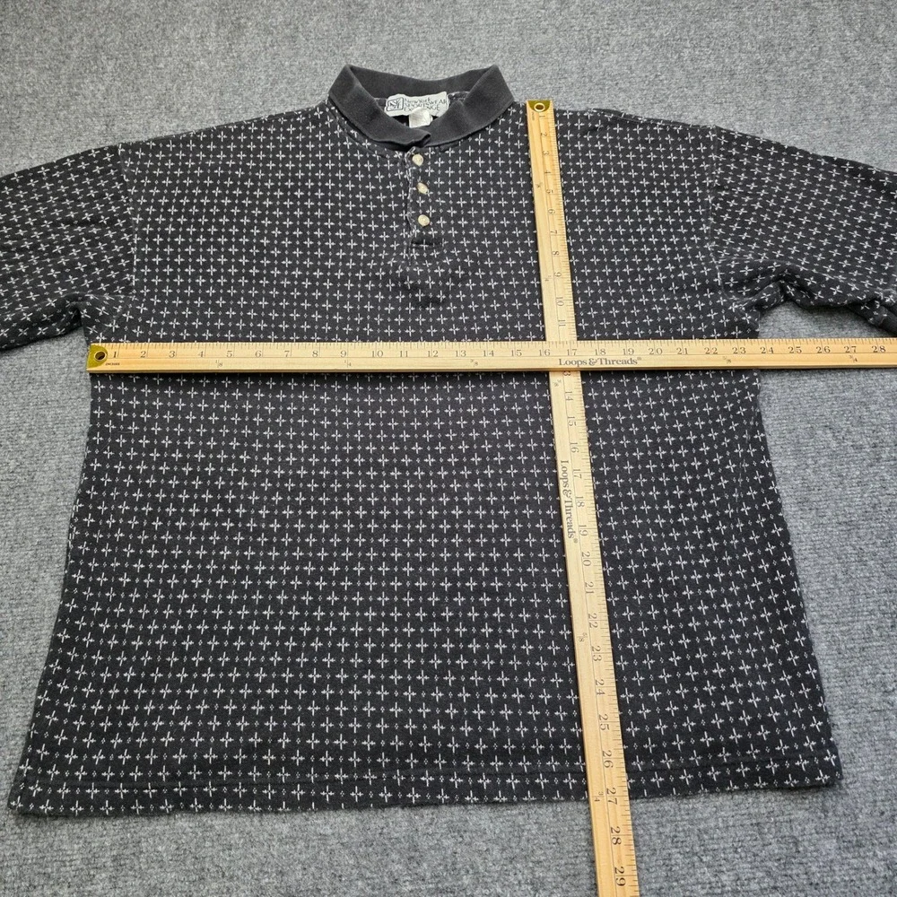 VTG New York Sportswear Exchange Polo Shirt XL Black Geometric Cotton Canada - Picture 4 of 5